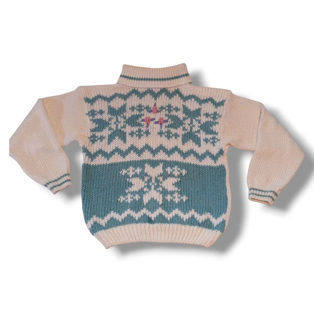 Vintage Colter Bay Hand Loomed Sweater-Medium-Turtleneck-Floral-Cottagecore